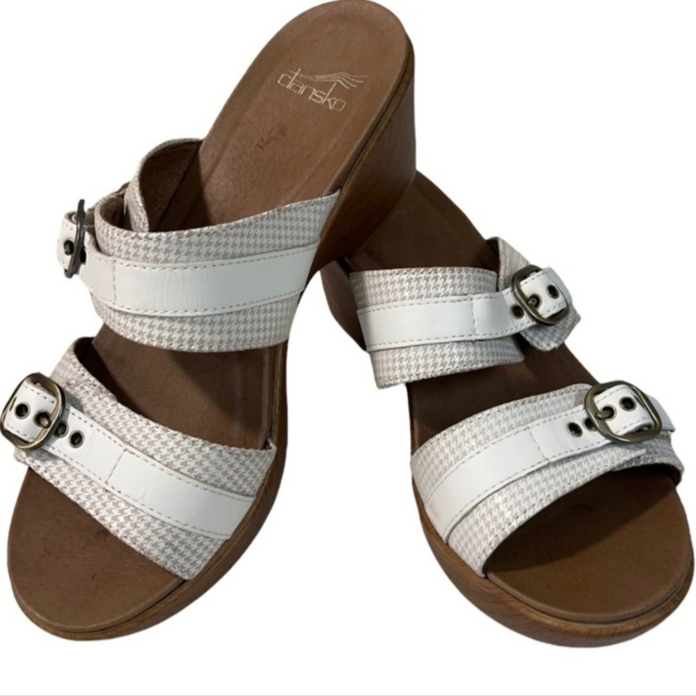 DANSKO Sandals White Slip-on Wedge Platform Clogs